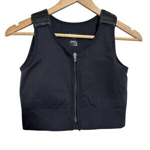 Prairie Wear Hugger Prima Post-Surgical Compression Bra Black L Large Zip Front